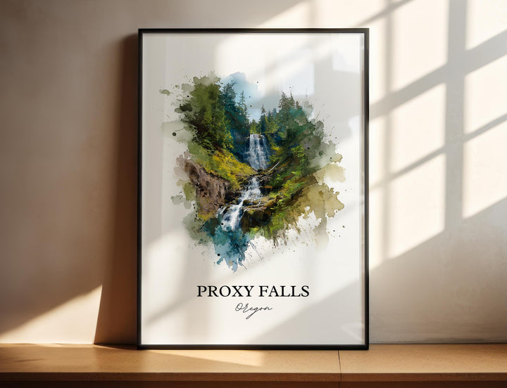 Proxy Falls, Oregon, USA – Watercolor Art Print
