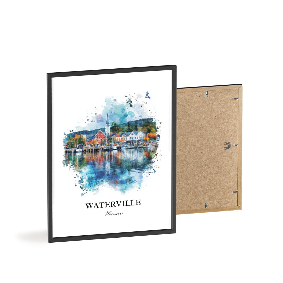 Waterville Maine Art, Waterville ME Print, Maine Watercolor Art, Kennebec County Gift, Travel Print, Travel Poster, Housewarming Gift