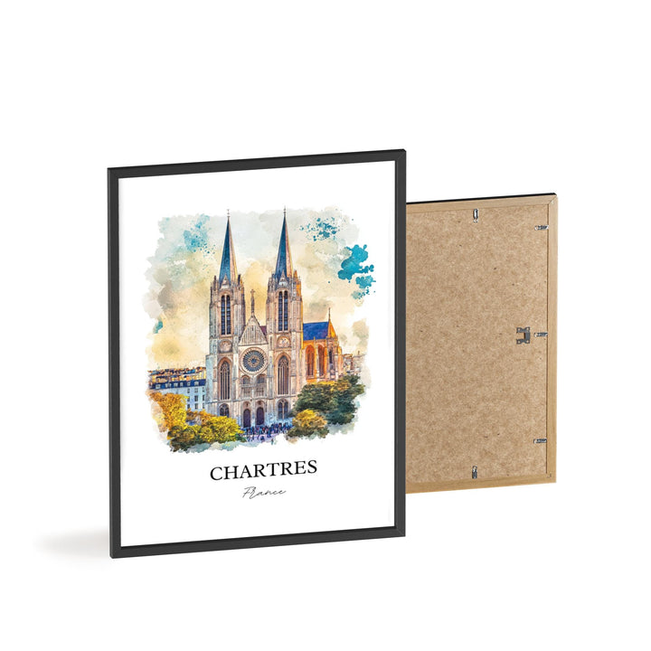 Chartres Wall Art, Chartres Print, France Watercolor Art, Chartres France Gift, Travel Print, Travel Poster, Housewarming Gift