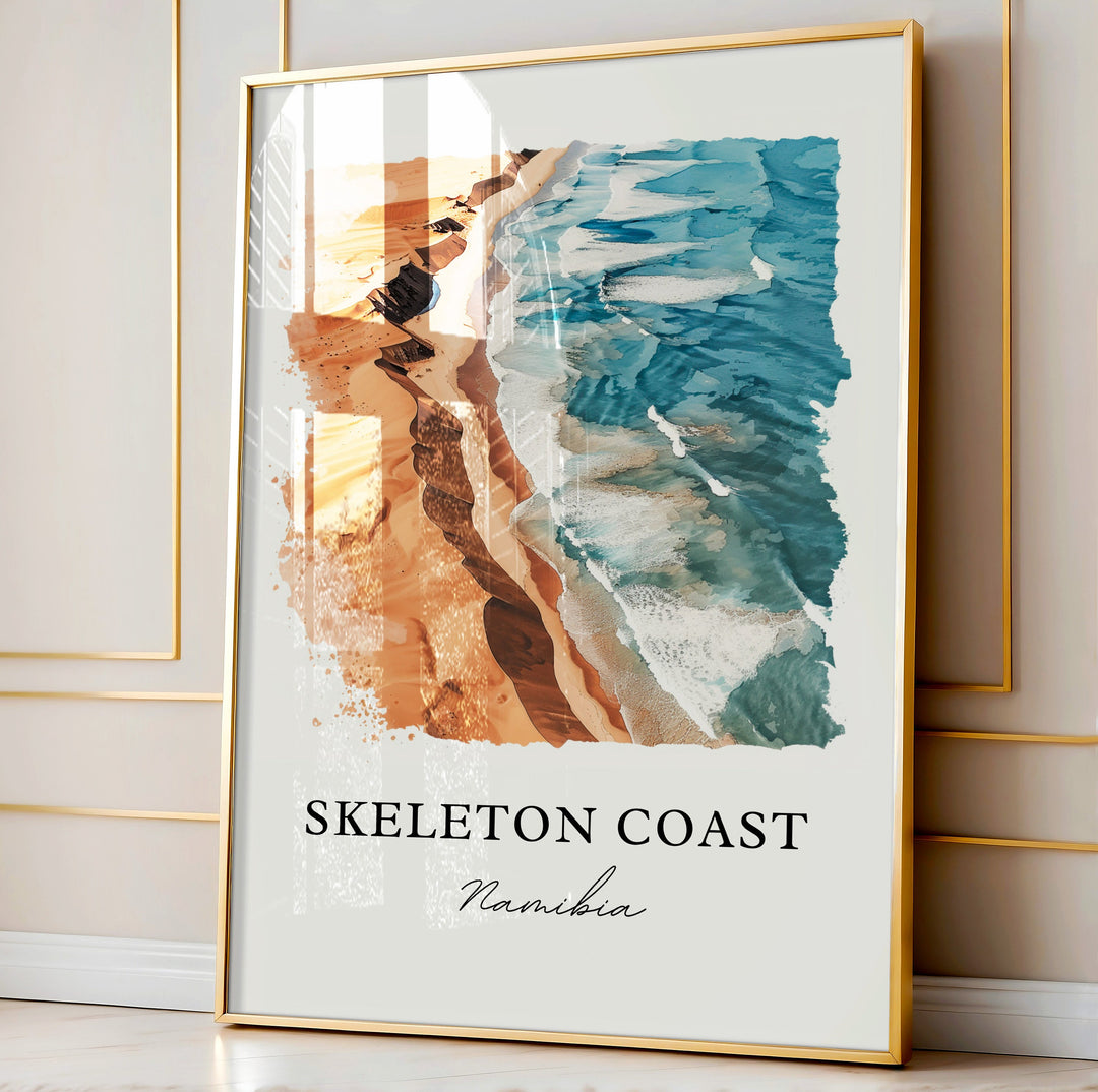 Skeleton Coast Wall Art, Skeleton Coast Print, Namibia Watercolor, Skeleton Coast Gift,