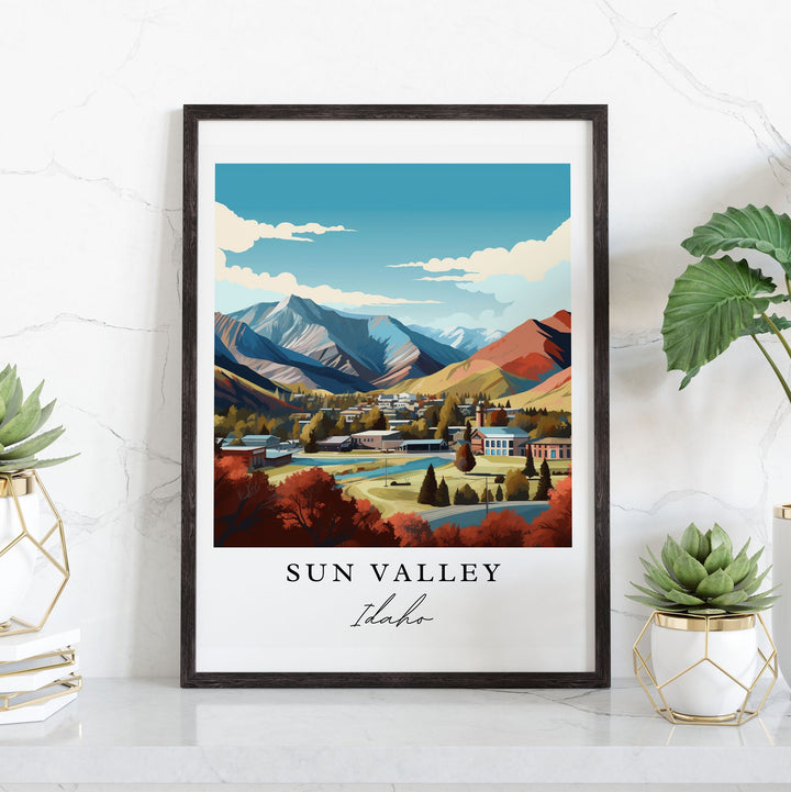 Sun Valley Idaho wall art - Idaho, Sun Valley poster, Sun Valley ID Wedding gift, Birthday present, Custom Text, Personalised Gift