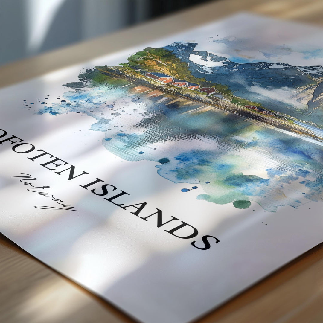 Lofoten Islands Wall Art, Vestvågøya Print, Norway Watercolor Art, Lofoten Islands Gift, Travel Print, Travel Poster, Housewarming Gift