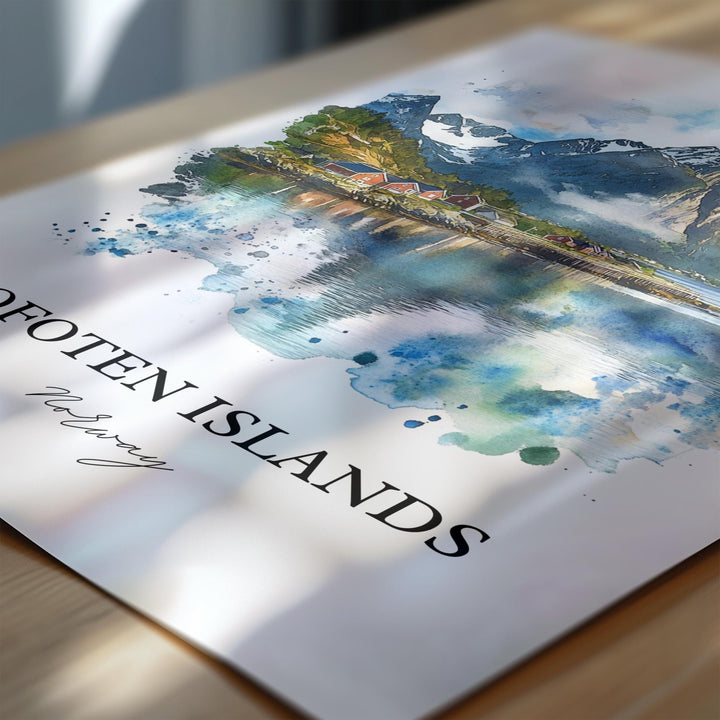 Lofoten Islands Wall Art, Vestvågøya Print, Norway Watercolor Art, Lofoten Islands Gift, Travel Print, Travel Poster, Housewarming Gift