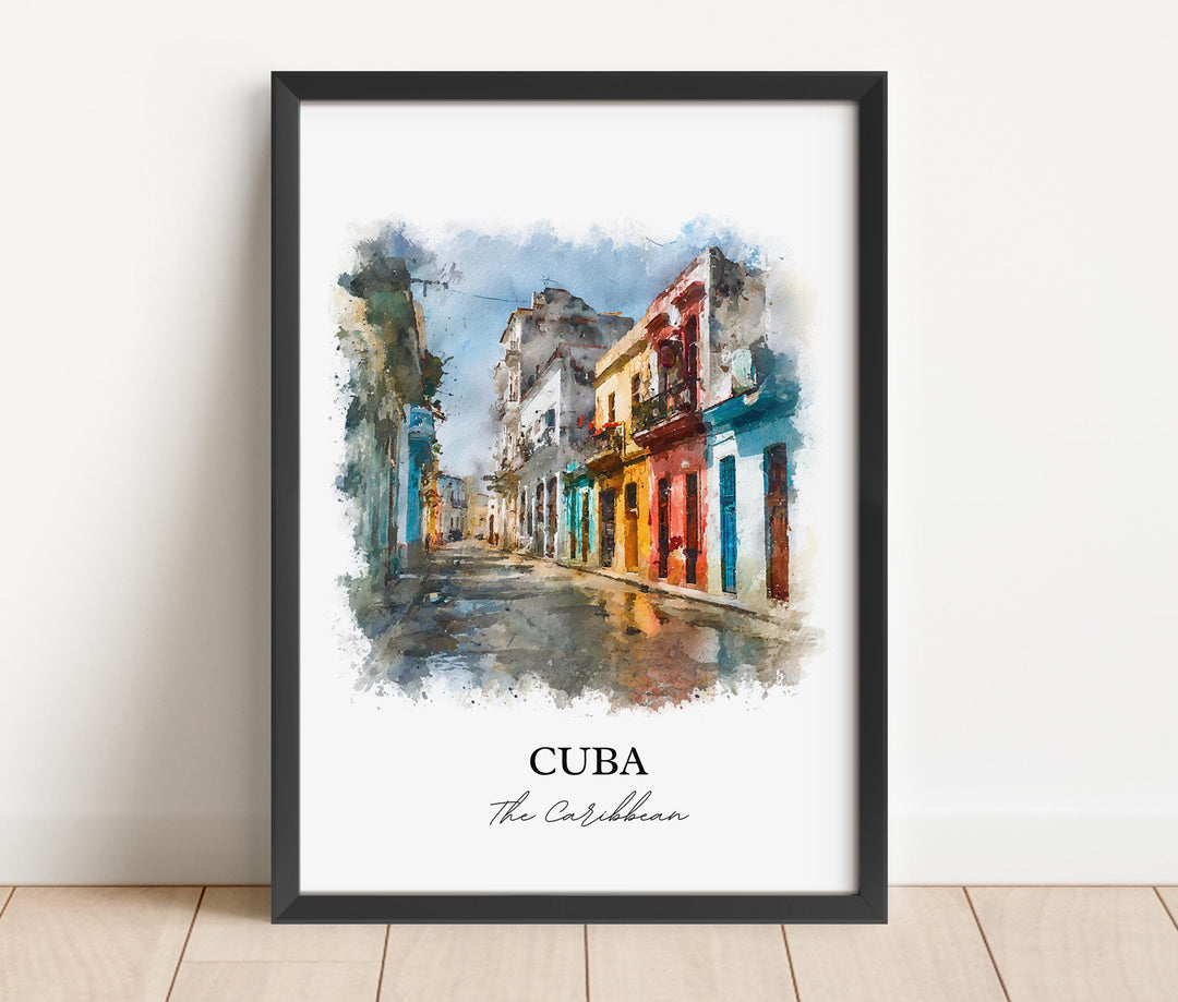 Cuba Wall Art, Cuba Print, Cuba Watercolor Art, Cuba Country Gift, Travel Print, Travel Poster, Housewarming Gift