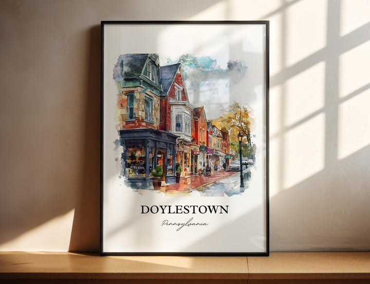 Doylestown PA Wall Art, Bucks County Print, Pennsylvania Watercolor Art, Doylestown PA Gift, Travel Print, Travel Poster, Housewarming Gift