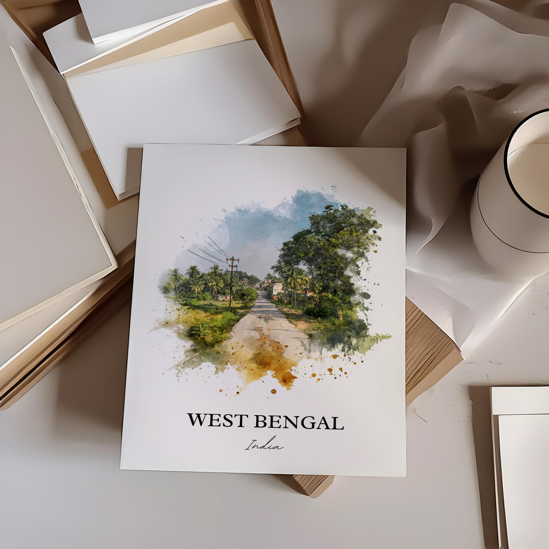 West Bengal Wall Art, West Bengal India Print, India Watercolor Art, West Bengal Gift, India Travel Print, Travel Poster, Housewarming Gift
