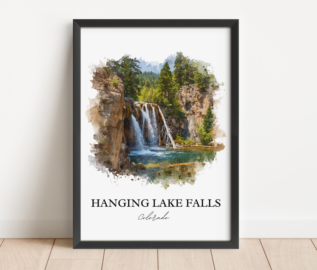 Hanging Lake Falls Art, Garfield County Print, Colorado Artwork, Hanging Lake Falls Gift, Travel Print, Travel Poster, Housewarming Gift