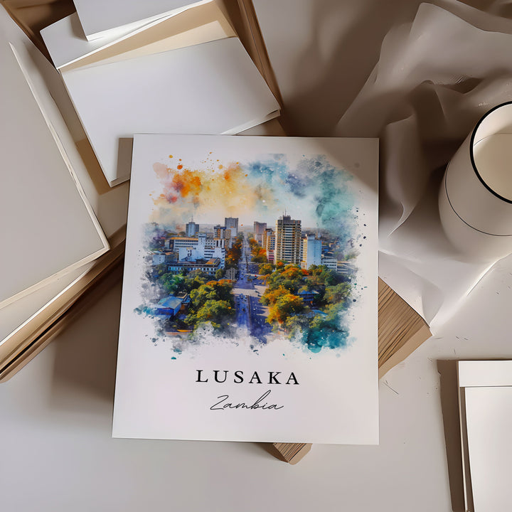 Lusaka Zambia wall art - Zambia, Lusaka print, Lusaka Wedding gift, Lusaka Birthday present, Custom Text, Perfect Gift