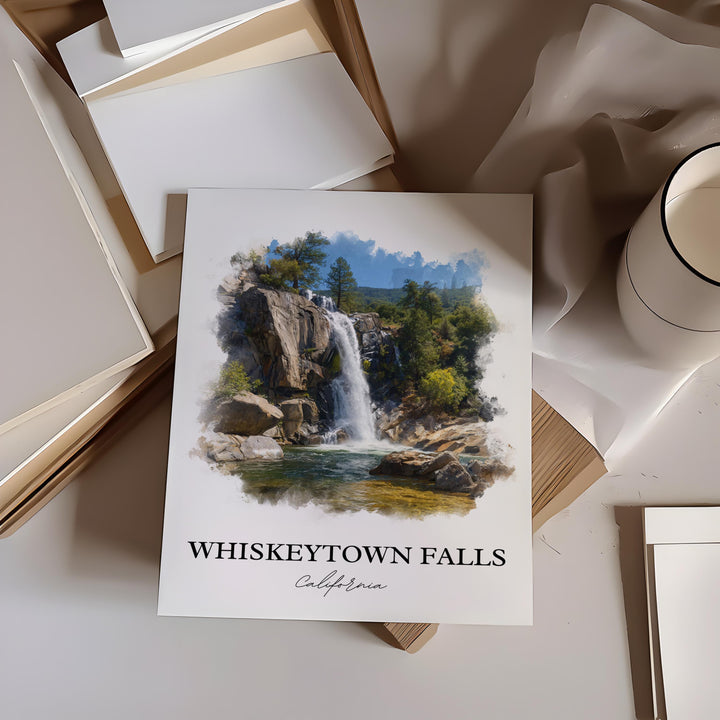 Whiskeytown Falls Wall Art, Redding Print, California Watercolor Art, Whiskeytown Falls Gift, Travel Print, Travel Poster, Housewarming Gift
