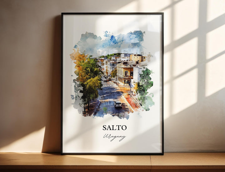 Salto Uruguay Wall Art, Salto Dept Print, Uruguay Watercolor Art, Salto Uruguay Gift, Travel Print, Travel Poster, Housewarming Gift