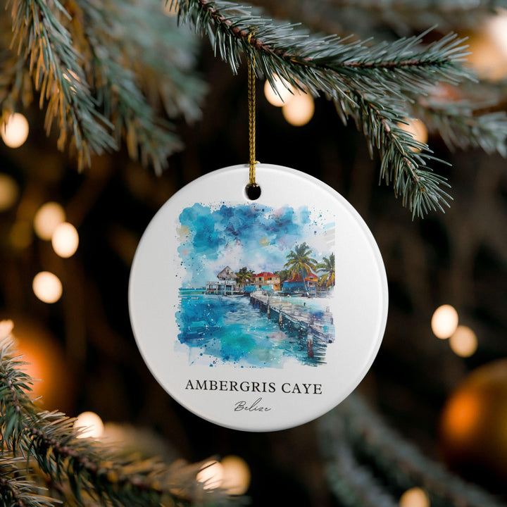 Ambergris Caye Ornament: Unique Ambergris Caye Souvenir, Belize Xmas Decor, and Authentic Belize Gift