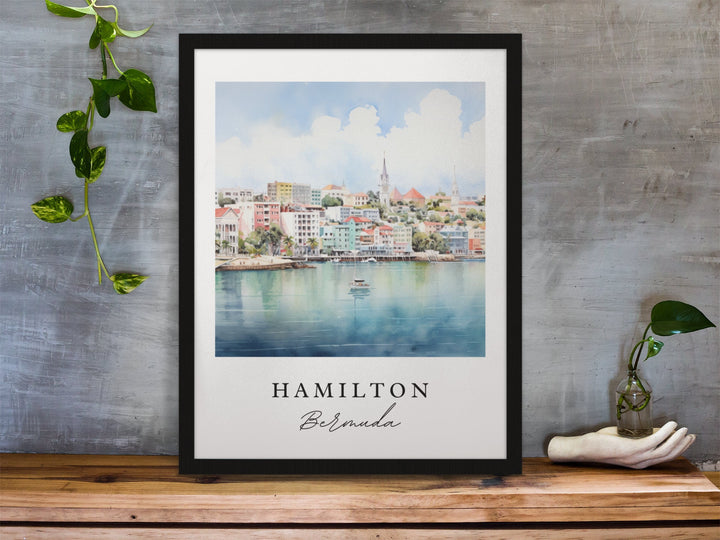 Hamilton traditional travel art - Bermuda, Hamilton poster, Wedding gift, Birthday present, Custom Text, Personalized Gift