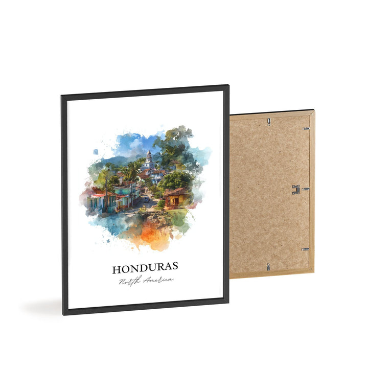 Honduras Wall Art, Honduras Print, Honduras Watercolor Art, Honduras Gift, Travel Print, Travel Poster, Housewarming Gift