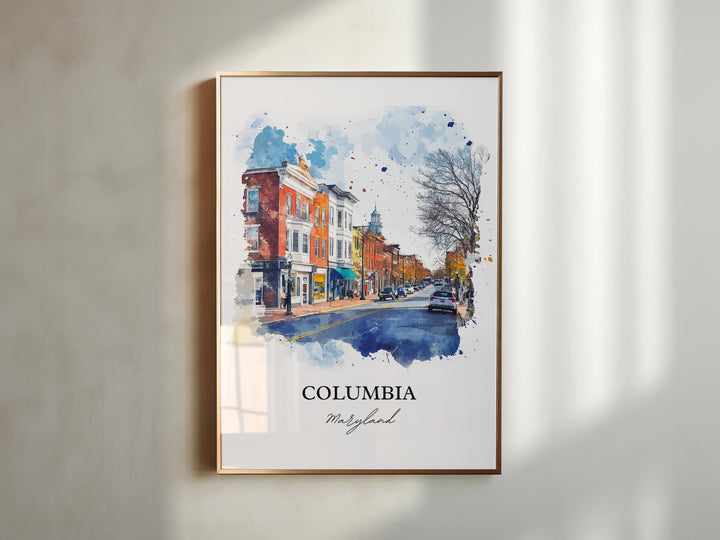 Columbia MD Wall Art, Howard County Print, Maryland Watercolor Art, Columbia Maryland Gift, Travel Print, Travel Poster, Housewarming Gift