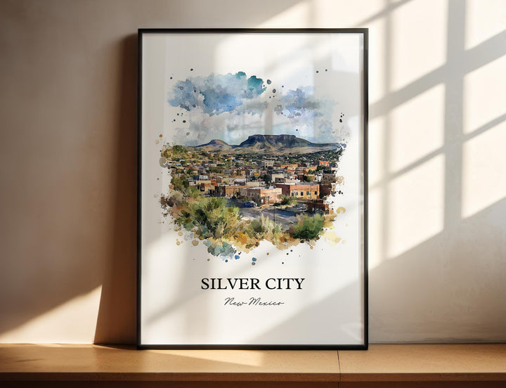 Silver City NM Wall Art, Grant County Print, New Mexico Watercolor Art, Silver City NM Gift, Travel Print, Travel Poster, Housewarming Gift