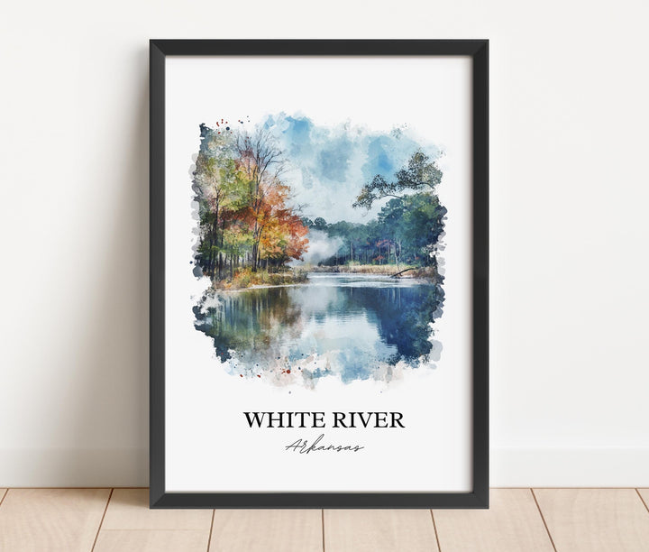 White River Wall Art, Boston Mountains Print, Arkansas Watercolor Art, White River Gift, Travel Print, Travel Poster, Housewarming Gift