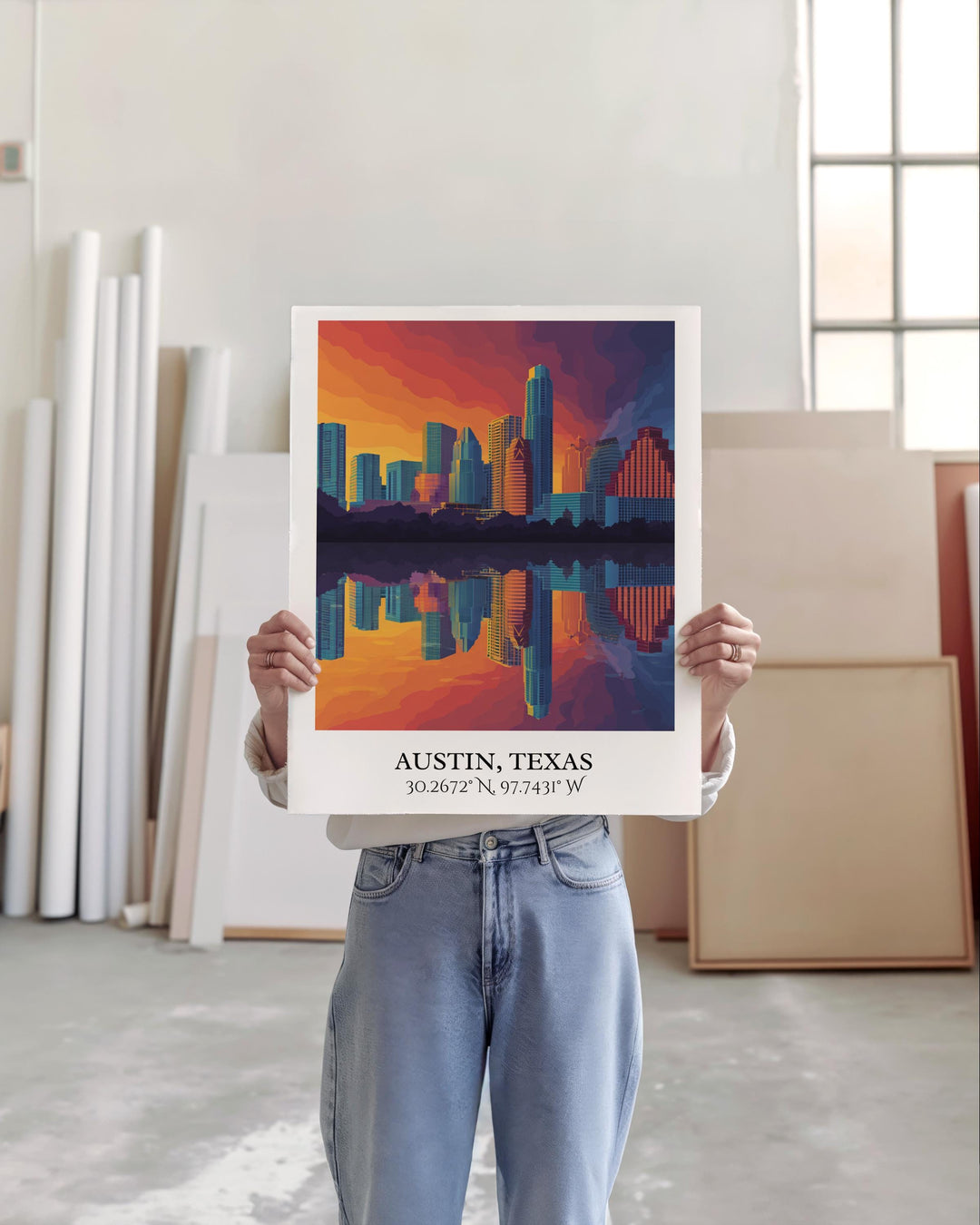 Austin Texas Art, Austin Retro Travel Art, Austin Texas Home Decor, Austin Texas Gift, Texas Travel Art, Travel Prints, Housewarming Gift
