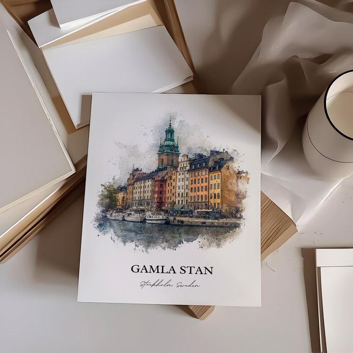 Gamla Stan, Sweden – Watercolor Art Print