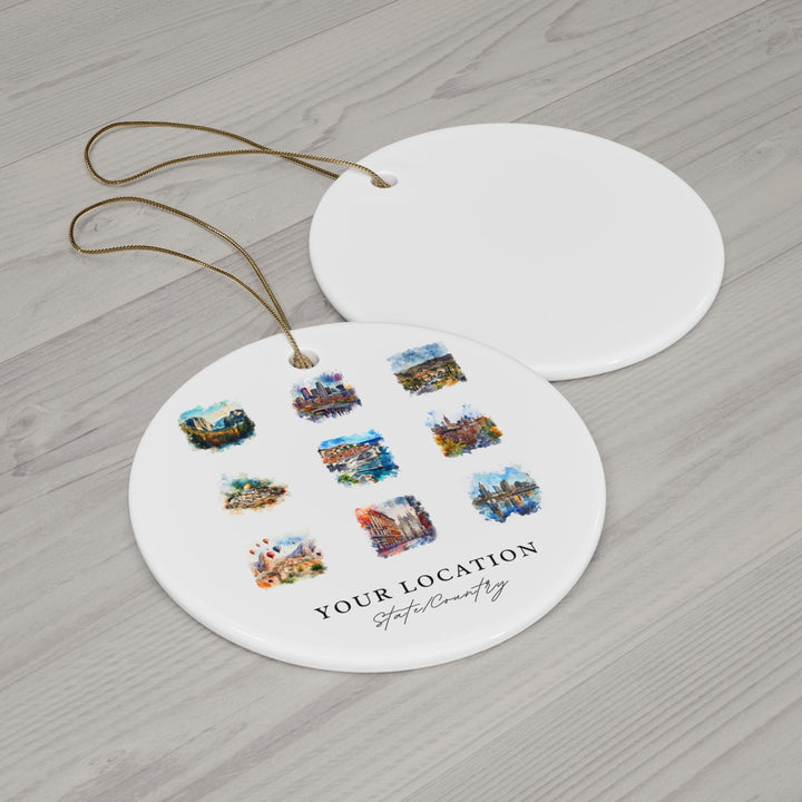 Custom Location Ornament: Unique Travel Souvenir, Custom Location Xmas Ornament, and Travel Lover Christmas Gift