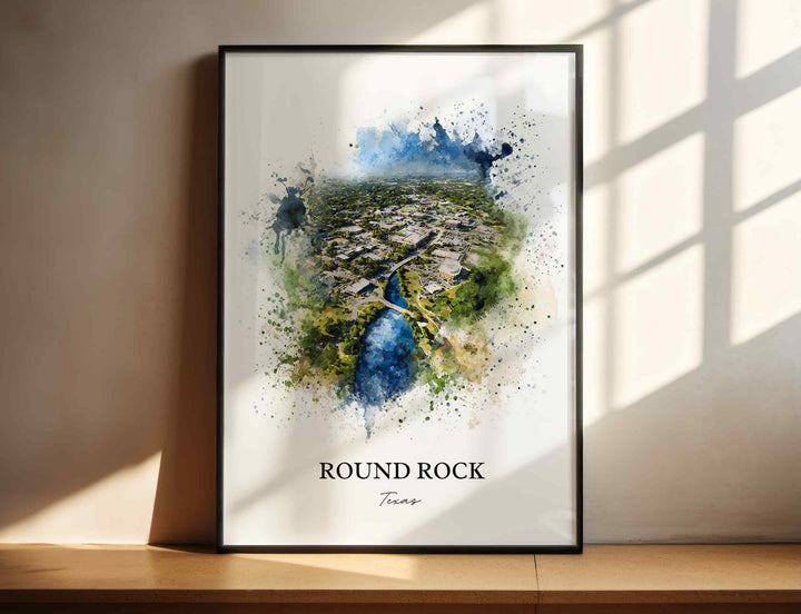 Round Rock, Texas – Watercolor Art Print