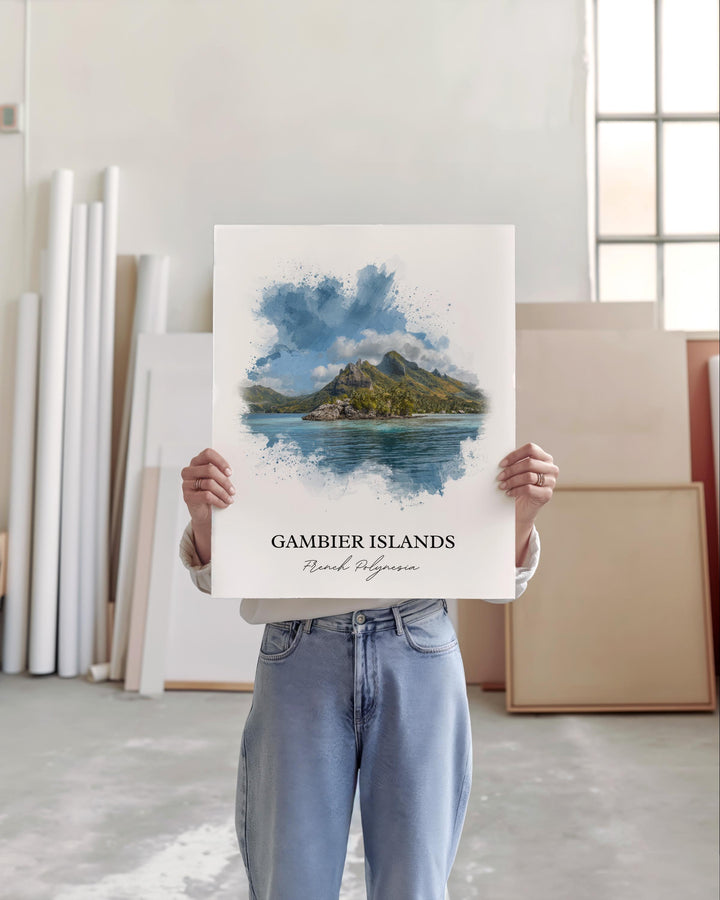 Gambier Islands Wall Art, Polynesia Print, French Polynesia Artwork, Gambier Islands Gift, Travel Print, Travel Poster, Housewarming Gift