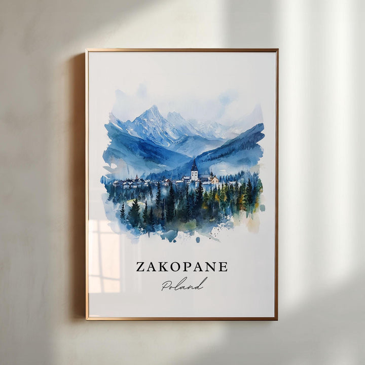 Zakopane Wall Art, Zakopane Poland Print, Tatras Mountains Watercolor Art, Zakopane Gift,