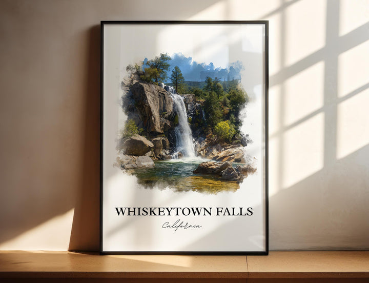 Whiskeytown Falls Wall Art, Redding Print, California Watercolor Art, Whiskeytown Falls Gift, Travel Print, Travel Poster, Housewarming Gift