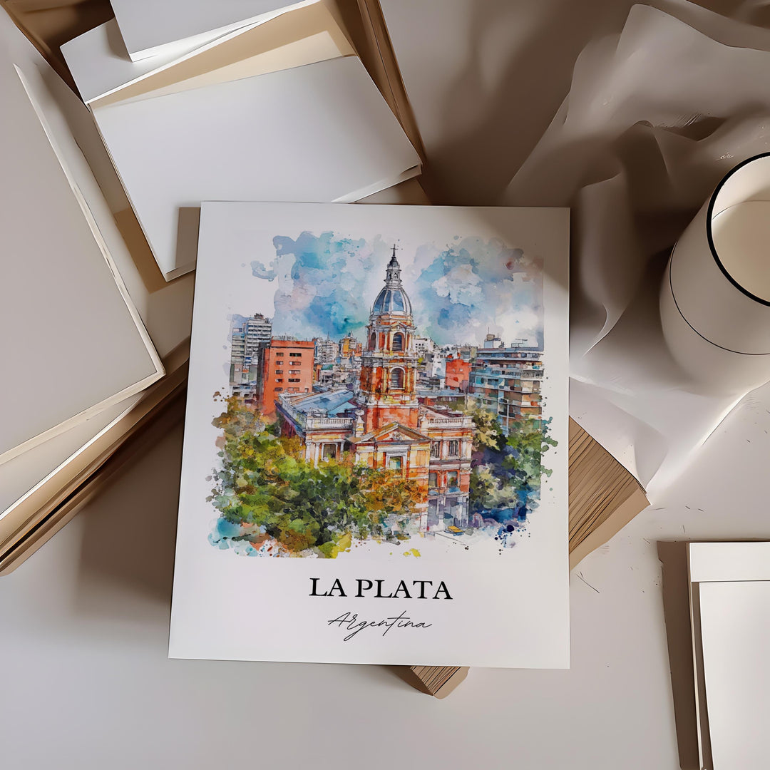 La Plata Argentina Wall Art, Buenos Aires Print, Argentina Watercolor Art, La Plata Gift, Travel Print, Travel Poster, Housewarming Gift