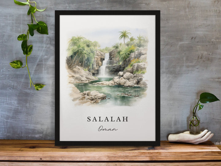 Salalah traditional travel art - Oman, Salalah poster, Wedding gift, Birthday present, Custom Text, Personalized Gift