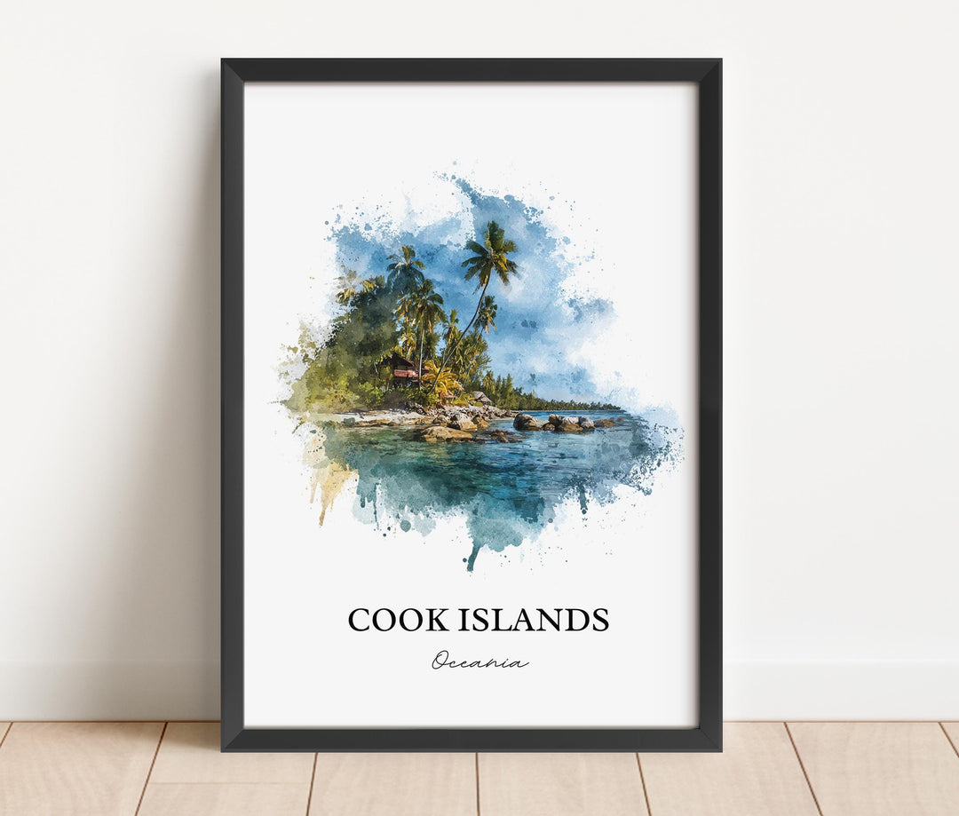 Cook Islands Wall Art, South Pacific Print, New Zealand Watercolor Art, Cook Islands Gift, Travel Print, Travel Poster, Housewarming Gift