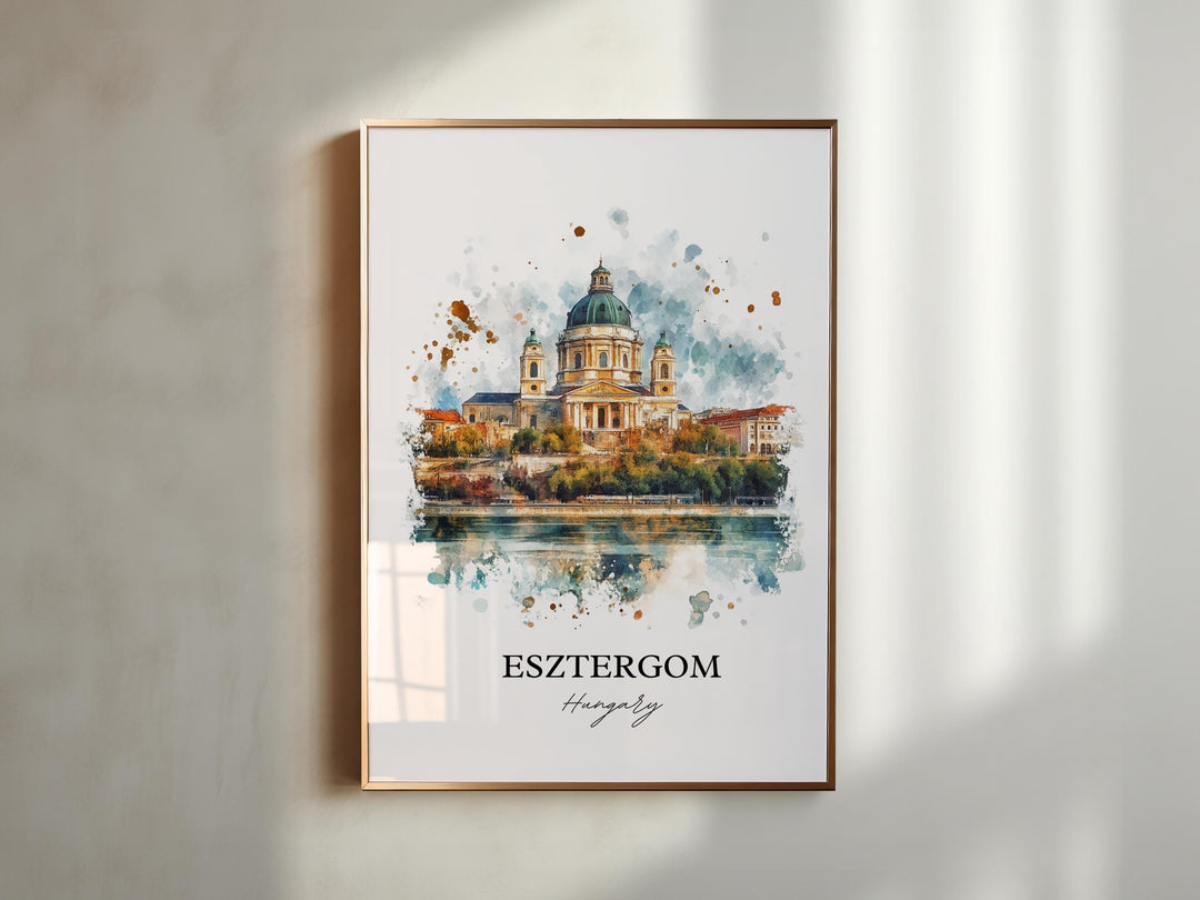 Esztergom Wall Art, Budapest Print, Hungary Watercolor Art, Esztergom Hungary Gift, Travel Print, Travel Poster, Housewarming Gift