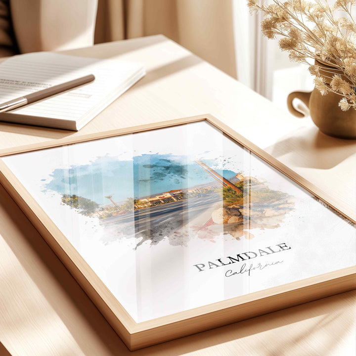 Palmdale, California Wall Art, Palmdale Print, California Watercolor Art, Los Angeles Gift, Travel Print, Travel Poster, Housewarming Gift