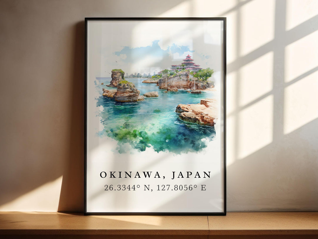 Okinawa Wall Art, Okinawa Japan Print, Okinawa Watercolor Art, Okinawa Japan Gift,