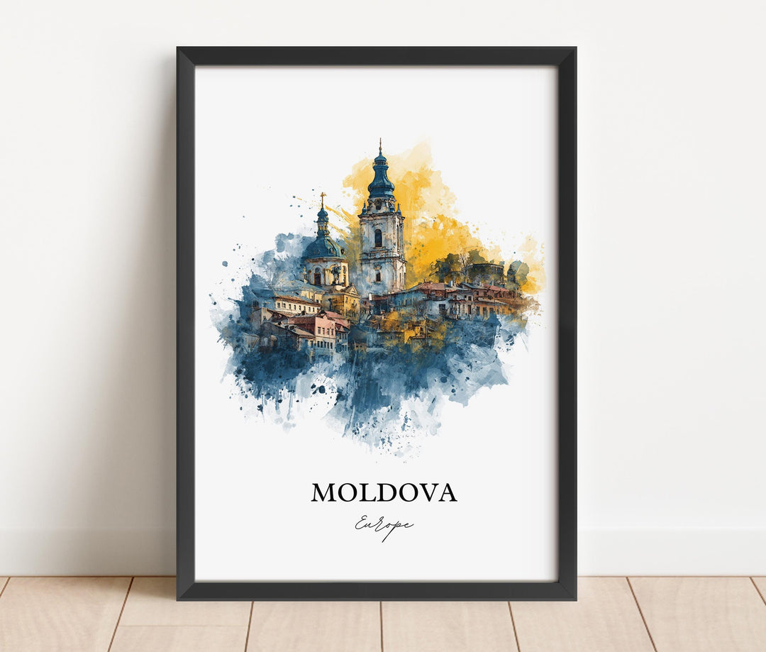 Moldova Wall Art, Moldova Print, Moldova Watercolor Art, Moldova Europe Gift, Travel Print, Travel Poster, Housewarming Gift