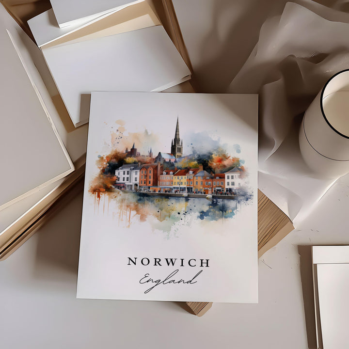 Norwich England wall art - England, Norwich poster, Norwich UK Wedding gift, Birthday present, Custom Text, Personalized Gift