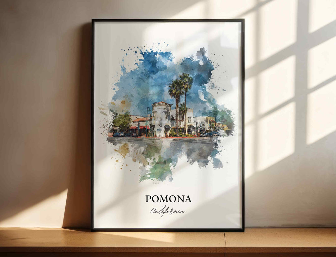 Pomona, California Wall Art, Pomona Print, Pomona Watercolor Art, San Gabriel Valley Gift, Travel Print, Travel Poster, Housewarming Gift