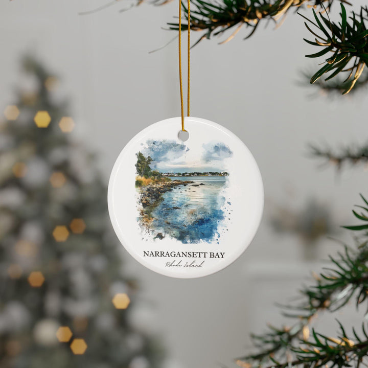 Narragansett RI Ornament: Unique Narragansett Bay Souvenir, Narragansett Xmas Decor, and Authentic Rhode Island Gift