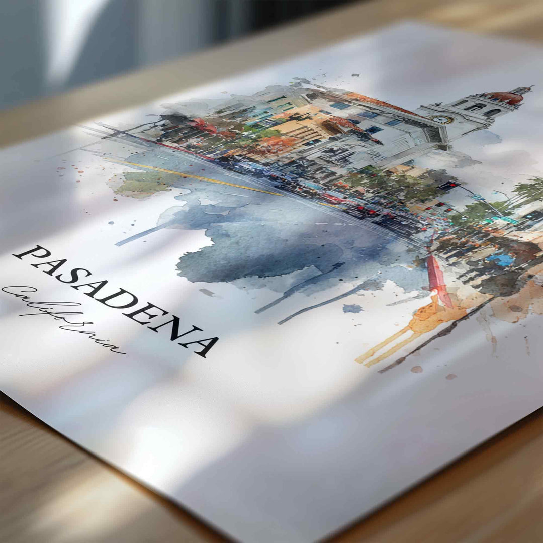 Pasadena, California Wall Art, Pasadena Print, Pasadena Watercolor Art, Pasadena California Gift, Travel Print, Travel Poster, Housewarming Gift