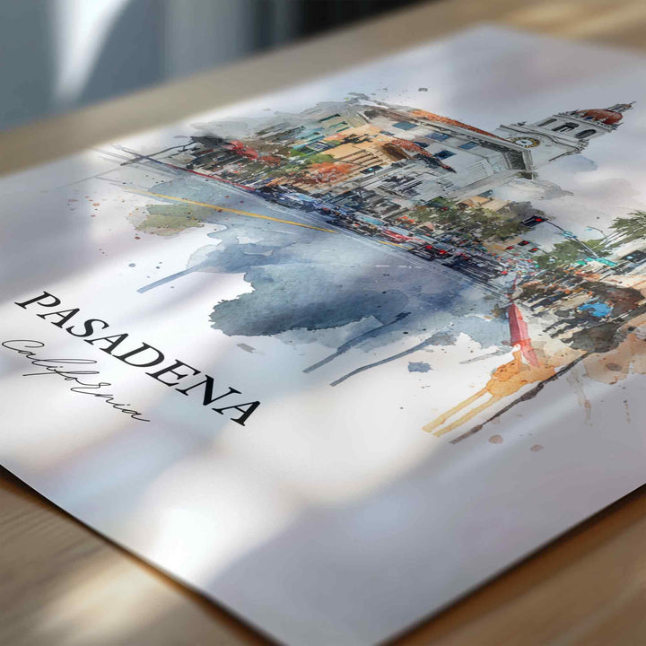 Pasadena, California Wall Art, Pasadena Print, Pasadena Watercolor Art, Pasadena California Gift, Travel Print, Travel Poster, Housewarming Gift