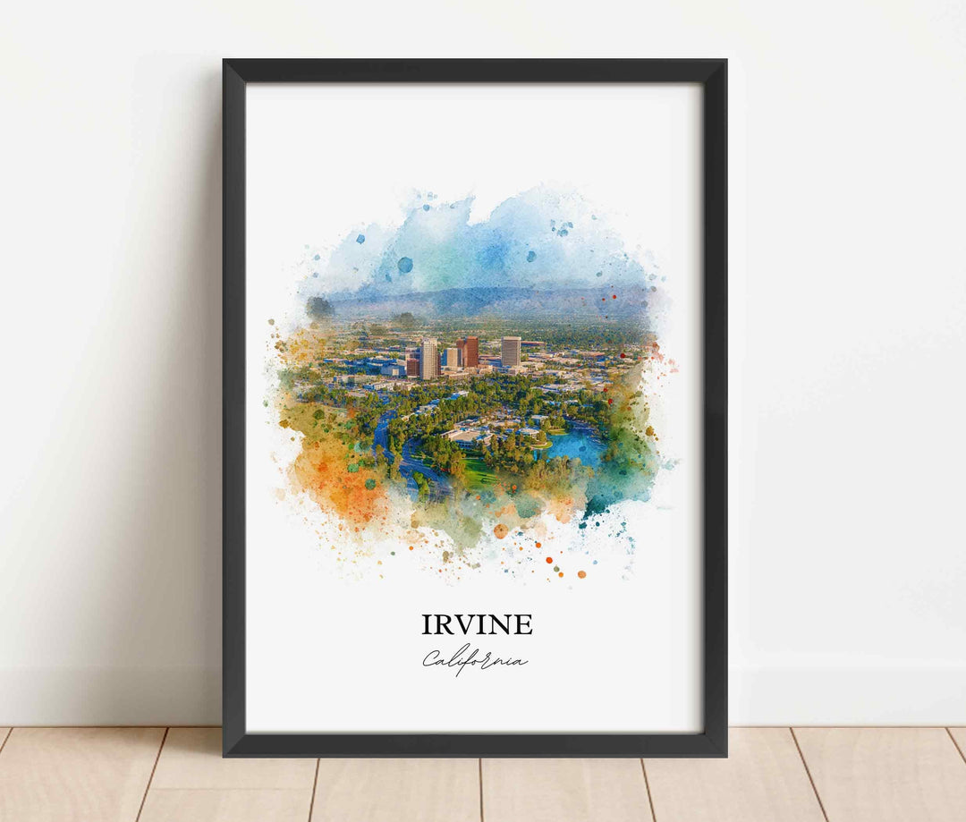 Irvine CA Wall Art, Irvine California Print, Orange County Watercolor, Orange County Gift, Travel Print, Travel Poster, Housewarming Gift
