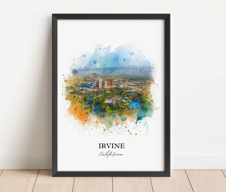 Irvine CA Wall Art, Irvine California Print, Orange County Watercolor, Orange County Gift, Travel Print, Travel Poster, Housewarming Gift