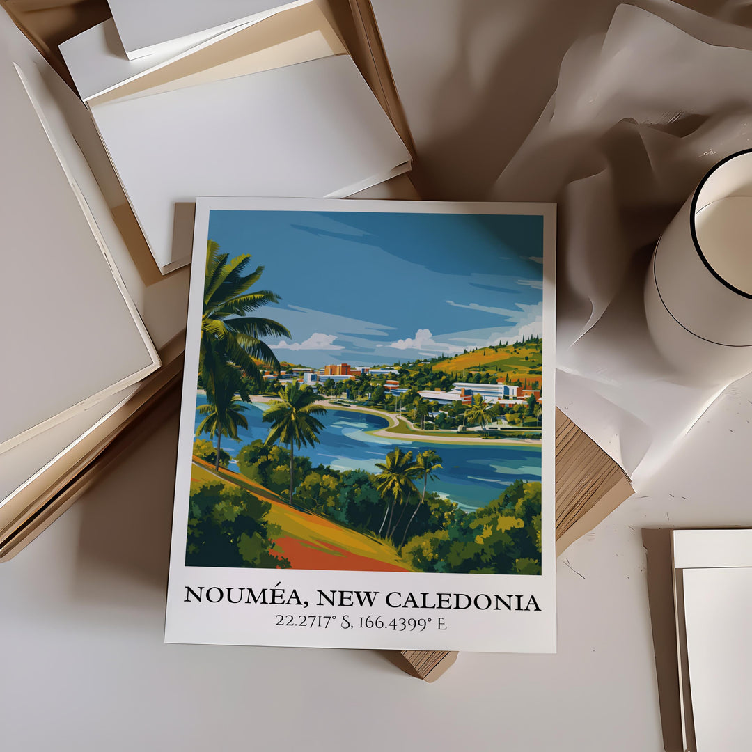 Nouméa Art, Nouméa Retro Travel Art, New Caledonia Home Decor, New Caledonia Gift, New Caledonia Art, Travel Prints, Housewarming Gift