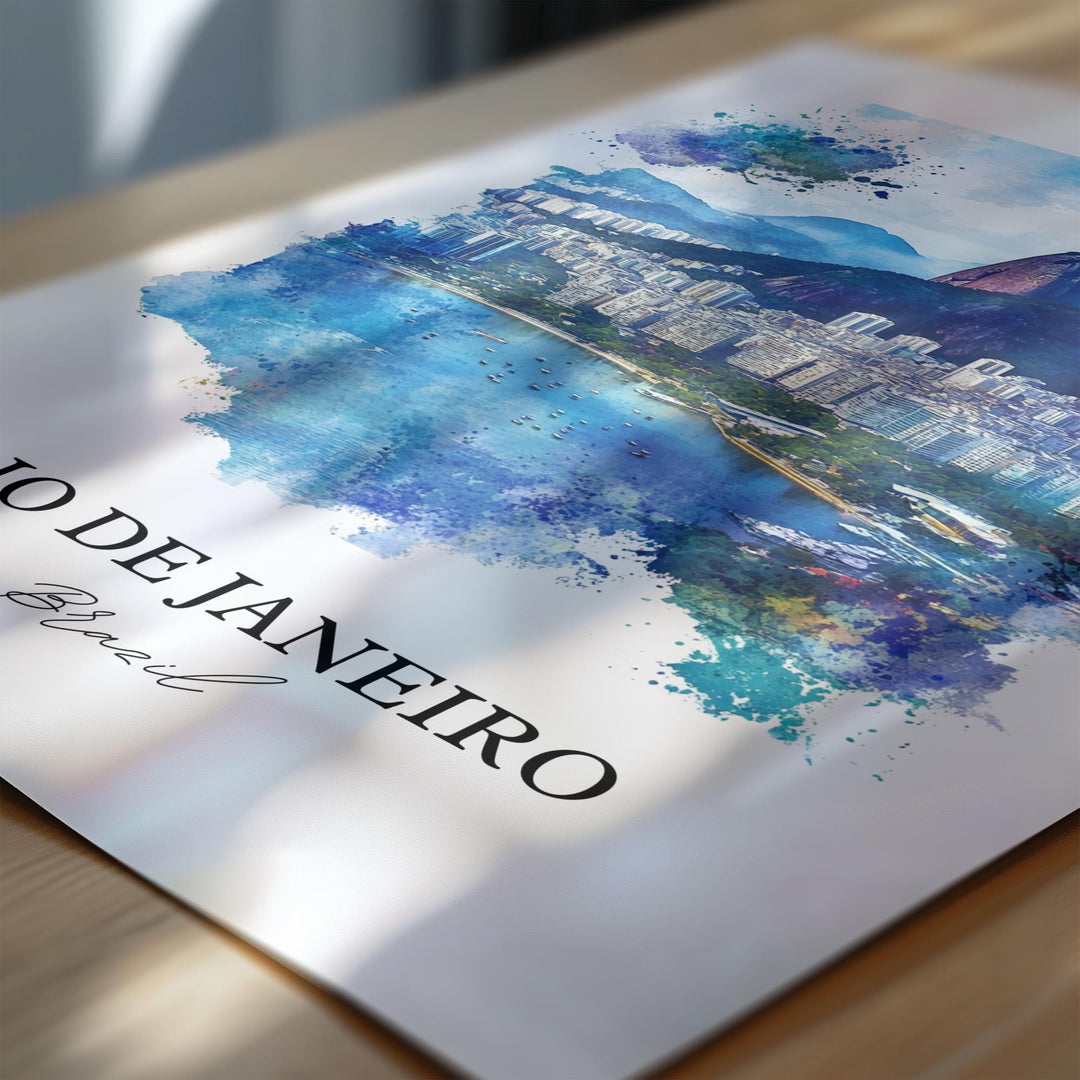 Rio de Janeiro Wall Art, Rio Skyline Print, Brazil Watercolor Art, Rio de Janeiro Gift, Travel Print, Travel Poster, Housewarming Gift