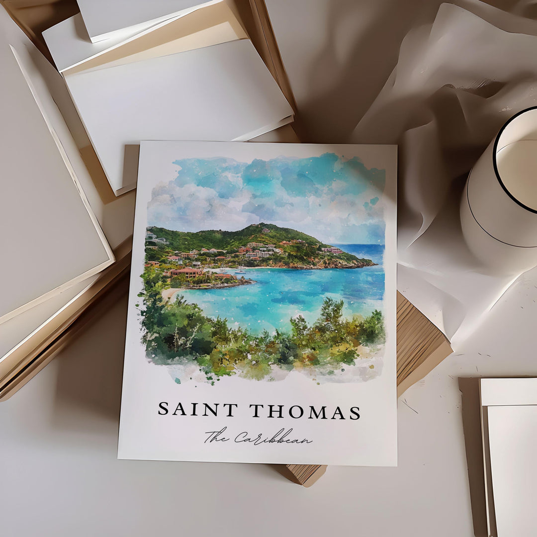 Saint Thomas Wall Art, St Thomas Print, St Thomas Watercolor Art, US Virgin Islands Gift,