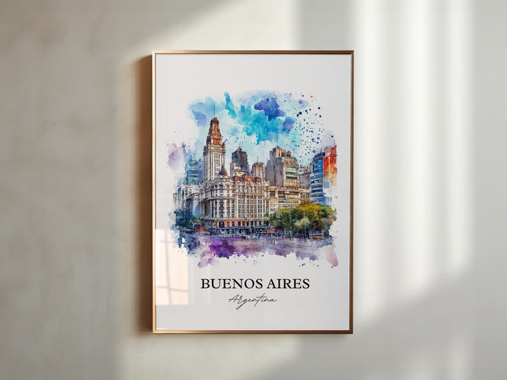 Buenos Aires Wall Art, Buenos Aires Print, Argentina Watercolor Art, Buenos Aires Gift, Travel Print, Travel Poster, Housewarming Gift