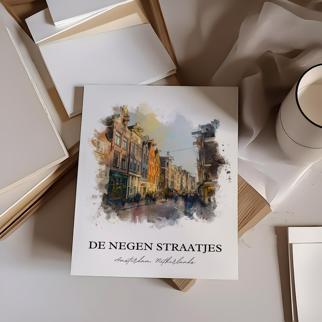 De Negen Straatjes Wall Art, Amsterdam Print, Amsterdam Art, Amsterdam Netherlands Gift, Travel Print, Travel Poster, Housewarming Gift