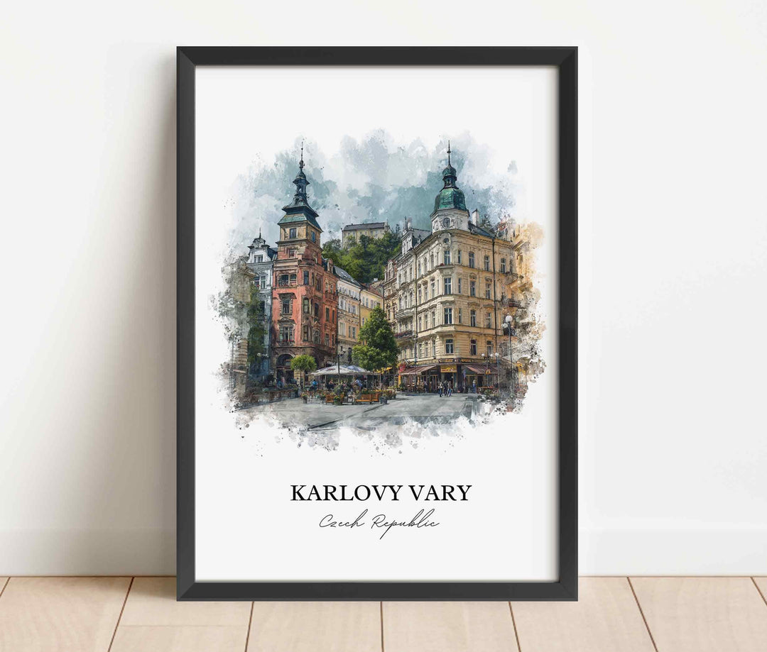 Karlovy Vary, Czech Republic – Watercolor Art Print