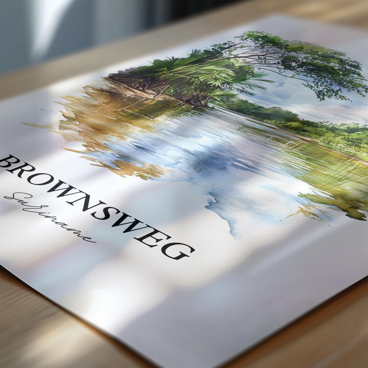 Brownsweg Wall Art, Suriname Print, Suriname Watercolor Art, Brownsweg Gift, Travel Print, Travel Poster, Housewarming Gift