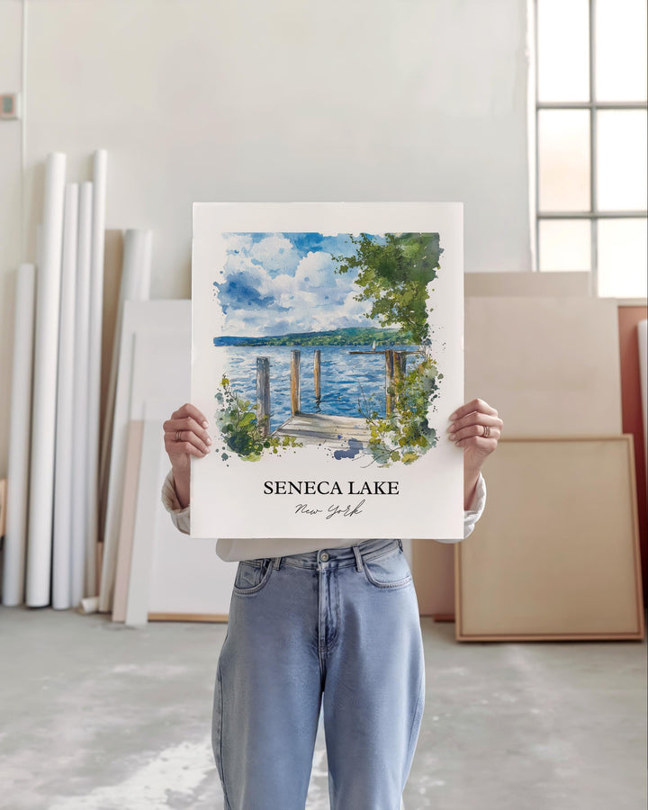 Seneca Lake Wall Art, Finger Lakes Print, Finger Lakes NY Watercolor Art, Seneca Lake Gift, Travel Print, Travel Poster, Housewarming Gift