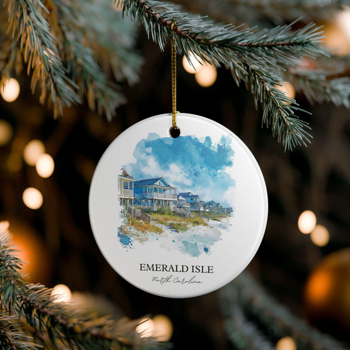 Emerald Isle Ornament: Unique Emerald Isle Souvenir, Basel Emerald Isle NC Decor, and Authentic Emerald Isle Gift